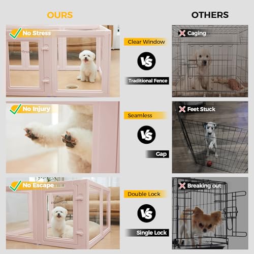 Image of 24 inch H Extension Kit 1 Gate + 1 Panel, T-Buckles for Compartment, Expandable Clear Dog Play Pen Acrylic Dog Playpen Indoor,for Puppy Cat Bunny Small & Medium Dogs