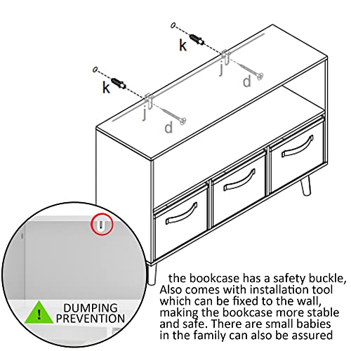 Iafike Toy Organizers And Storage, Kids Bookshelf With 3 Cube Fabric Bins And Drawers,Nursery Bookcases, Cabinets & Shelves Toddler Book Shelf For Bedroom,Playroom,Livingroom (Pink) #TOP3