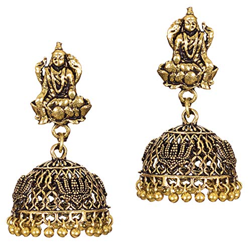 DESI HAWKER Golden Oxidized Earring Bali Jhumki Jhumka Jewelry Bollywood Drop Dangle Chandelier Tribal Saint NI-64