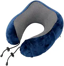 Almofada Travesseiro De Pescoço Nasa Para Viagem Com Fecho Ajustável - Encosto Macio, Descanso, Suporte Para Dormir No Avião ou Carro (Azul Marinho)