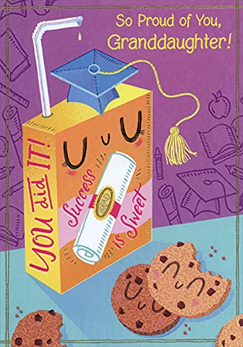 Designer Greetings Juice Box and Cookies Juvenile/Kids Graduation Congratulations Card For Young Granddaughter