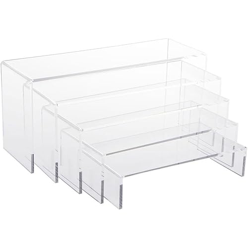 Clear Acrylic Risers for Counters, Set of 5 U-Shaped Display Stands, 5 Different-Sized Fixtures
