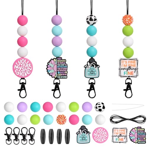 MUBYOK F03 Funny Quote Car Freshie Hangers Making Kit DIY Silicone Beads Hanging Charms Accessories Supplies
