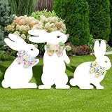 YoleShy 3 Packs Easter Yard Stakes Signs - PVC All-Weather Bunny Yard Decoration, Easter Decorations Outdoor for Party Spring Garden Home Lawn Patio