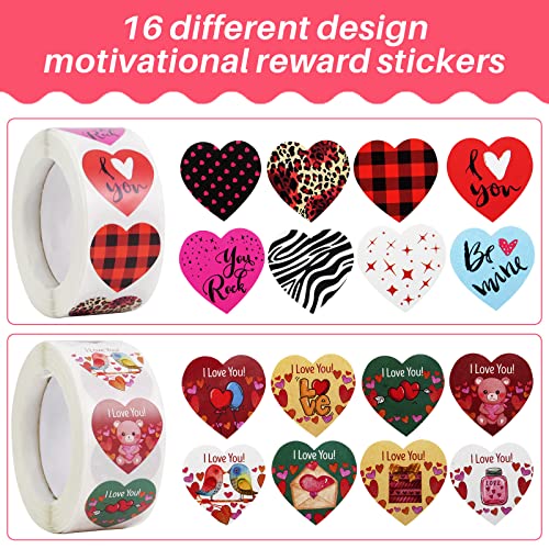 1000 Pieces Valentine's Day And Wedding Colorful Heart Stickers (1 Inch / 2 Roll) #TOP2