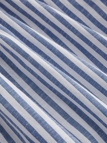 CIDER Shirt Dress for Women Casual Collar Neck Striped Button Mini Long Sleeve High Waist Cotton-Blend Dress4