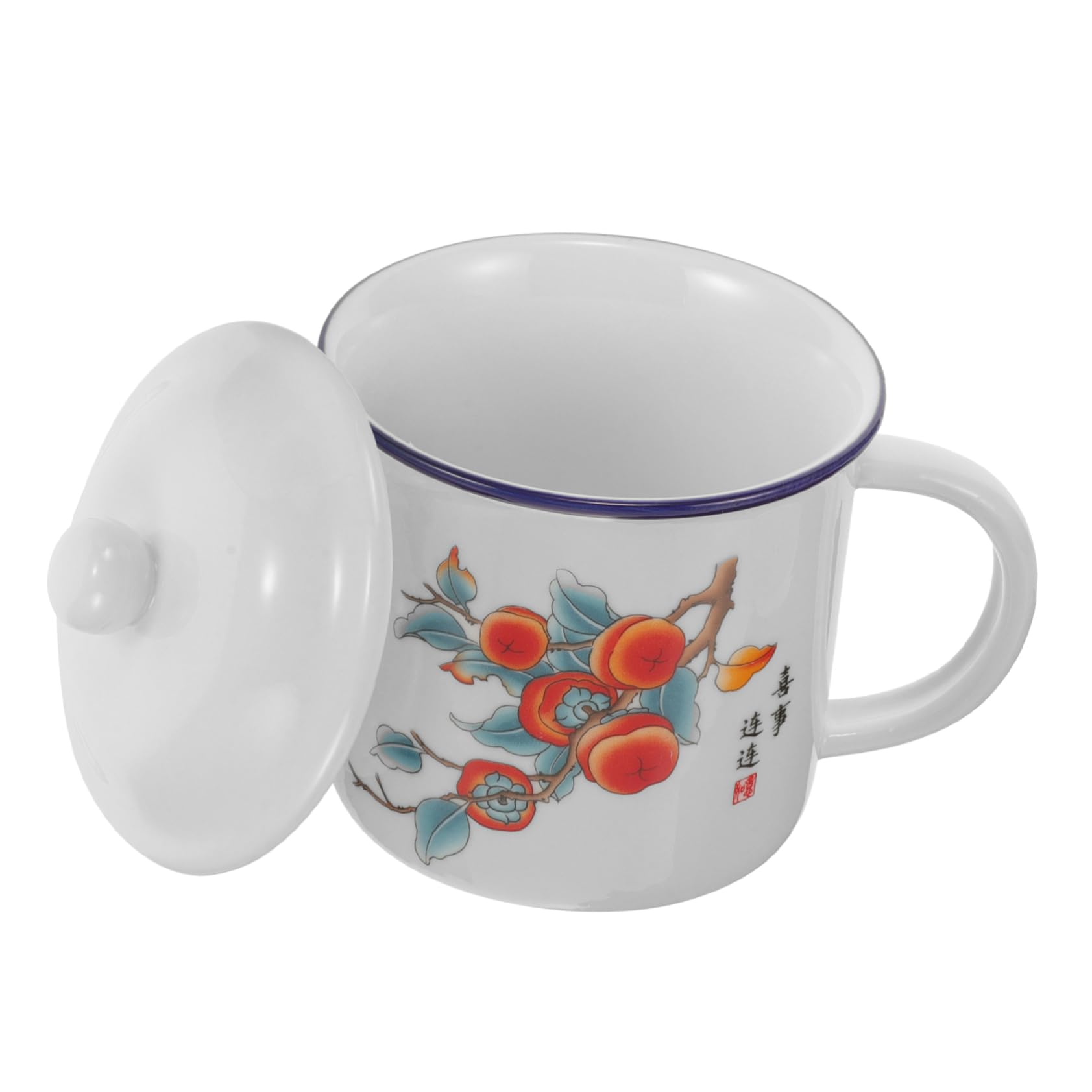 BESPORTBLE 3stücke Vintage Emaille Becher Mit Deckel Robuster Trinkbecher Für Outdoor-aktivitäten Praktischer Und Stilvoller Kaffeebecher Für Teeliebhaber Spülmaschinenfest Und Langlebig