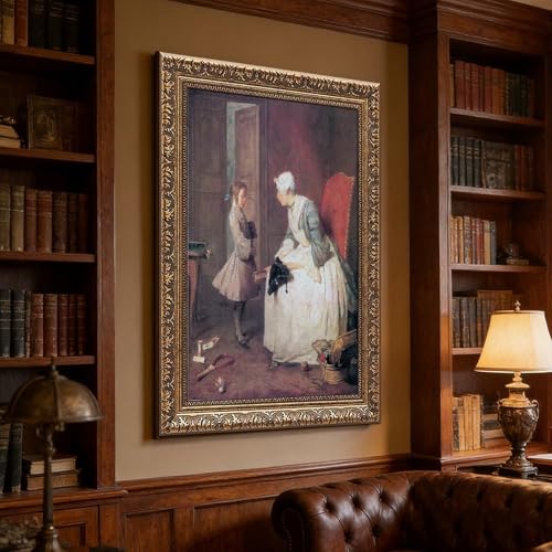 Affiche Jean Simeon Chardin La Gouvernante toile 30x45cm cadre suspendu