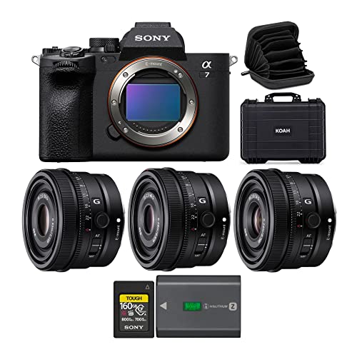 Sony Alpha 7 IV Full-frame Mirrorless Camera (Body) Bundle with Sony Full-Frame Ultra-Compact G Series Lenses, Memory Card, Rechargeable Battery Pack, Hard Case and Filter Case (8 Items)