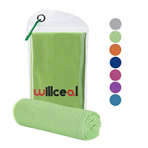 Willceal Serviette de refroidissement pour sports, entraînement, Voyage, fitness, gym, yoga, Pilates, camping, et bien plus encore 30 x 100 cm, Green