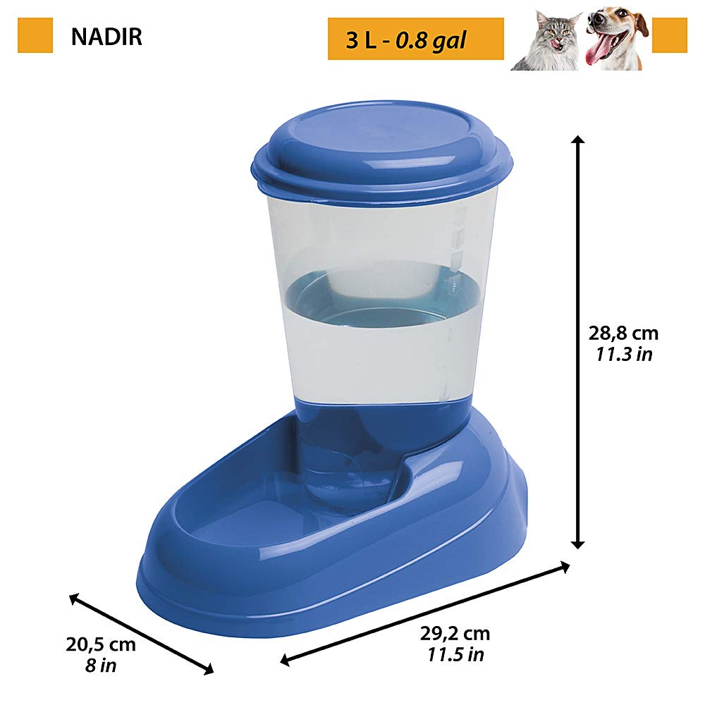 Ferplast Distributore d'acqua per cani e gatti NADIR Drinker 3 Litri per cani di piccola e media taglia, Fondo antiscivolo, 29,2 x 20,2 x h 28,8 cm Bianco