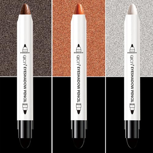 Image of ADMD Eyeshadow Stick Set Dual-Ended Colorful Pencil Crayon Creamy 2-in-1 Eyeshadow & Blending Brush for Easy Looks Shimmer Eye Shadow Sticks 3Colors