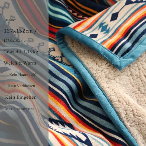 Hggzeg Korallen-Fleece-Überwurfdecke, flauschig, weiche Couchdecke, warme Bettdecke, buntes Streifenmuster, Reisedecken für Schlafzimmer, Wohnzimmer, Büro (farbige Streifen,127 x 152 cm)