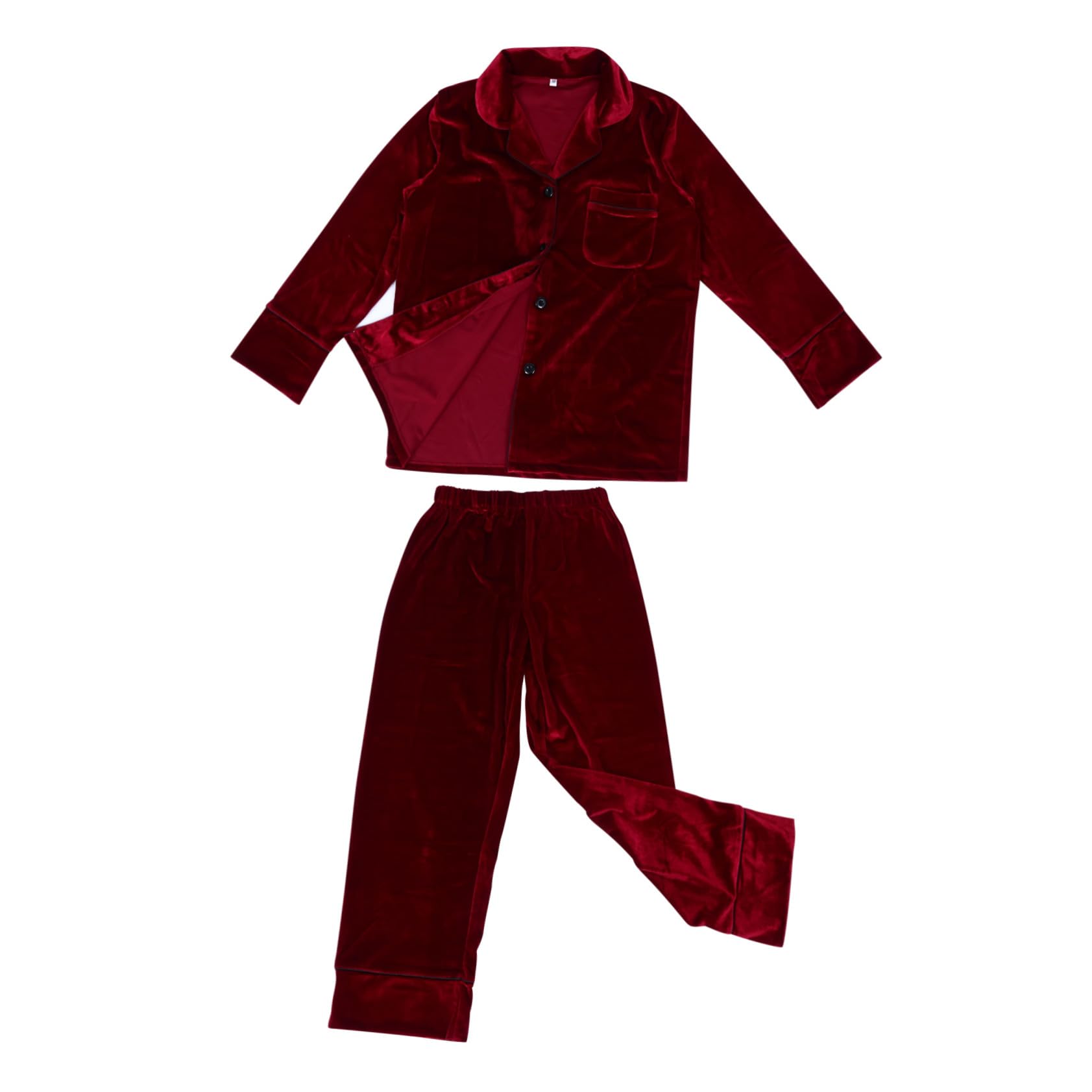 BESPORTBLE Conjunto de Pijama de Manga Larga para Mujer Invierno, Pijama Adulto Cálido de Poliéster y Spandex, Fácil de Poner y Quitar, Adecuado para Uso en Casa en Otoño E Invierno