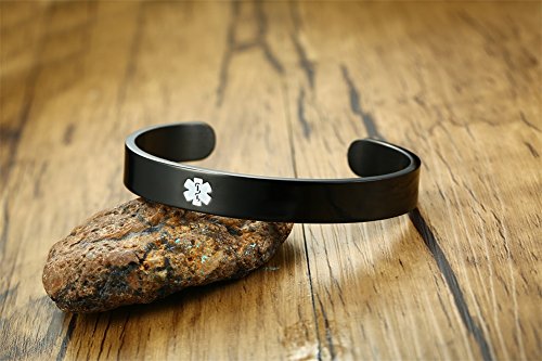 Vnox B-125B-1 Free Engraving Stainless Steel Medical Alert Id Cuff Bracelet thumb #2