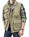 Yimoon Men’s Utility Fishing Vest Summer Lightweight Safari Travel Cargo Vest Outdoor Work Vests Multi Pockets(Khaki-M)