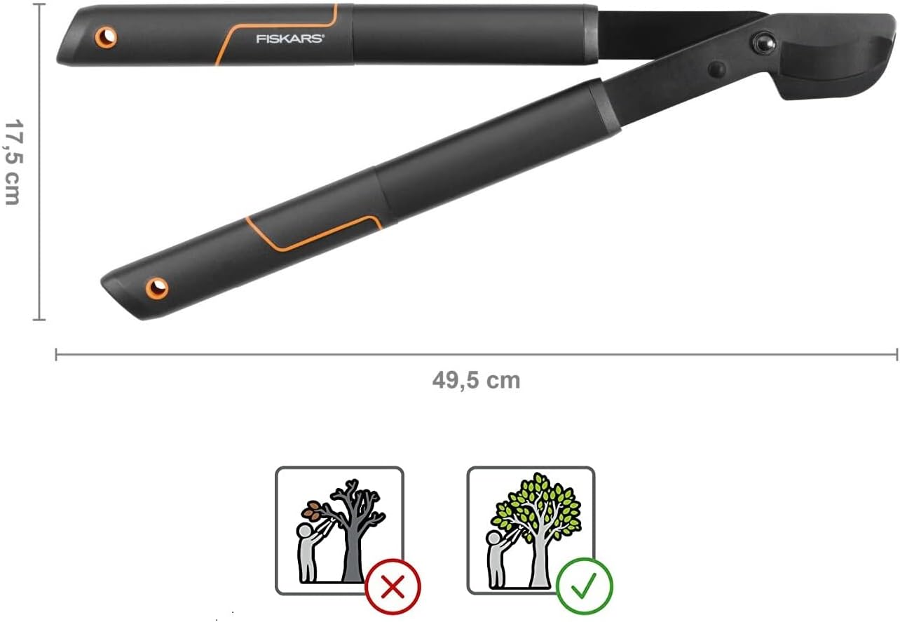 Fiskars SingleStep Lopper Bypass Hook Head (S) L28, Non-Stick Coating, Hardened Precision Steel, Length: 50 cm, Black, 1001432