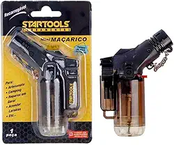 Mini Maçarico a Gás Recarregável, Portátil, Butano, 1300°C, Acendimento Automático, ABS, 8cm x 2cm, 42g, para Artesanato e Camping