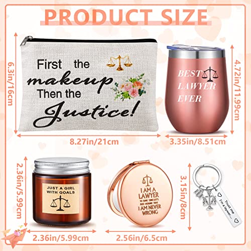Roshtia 5 Pcs Lawyer Gifts Included 12 Oz Coffee Tumbler Mug Cosmetic Bag Candle Keychain Mirror Set Law School Gift For Female Attorney Student Paralegal Graduate #TOP1