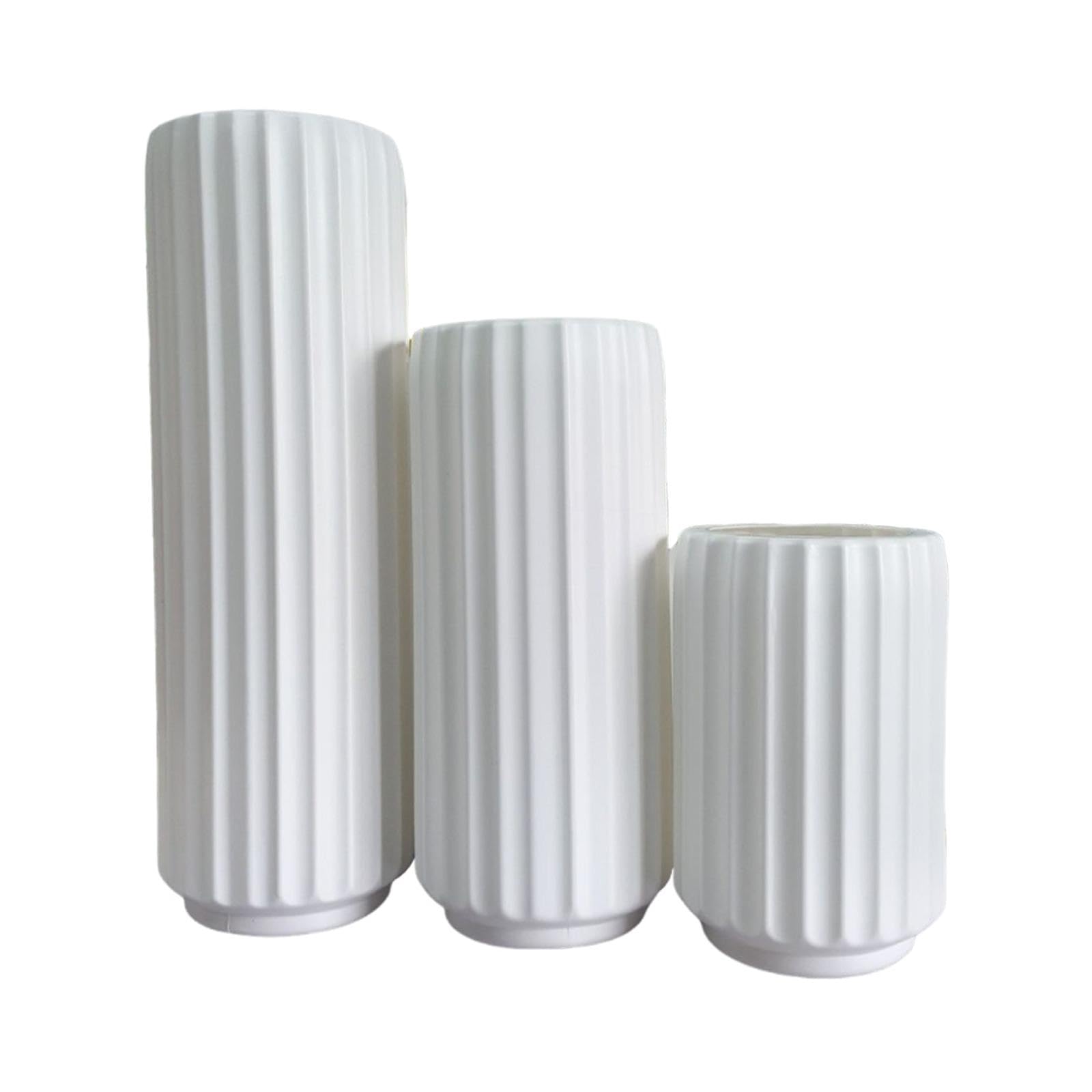 F Fityle 3 Jarrones Altos de Suelo, Centros de Mesa, Regalos Ideales, Decoración del Hogar, Jarrones de Flores para Bodas, Estanterías, Recibidores Y Salas de, Blanco, Individual