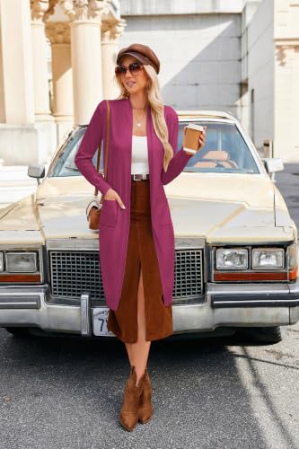 Image of GRACE KARIN Essential Solid Open Front Maxi Long Knitted Cardigan Sweater for Women