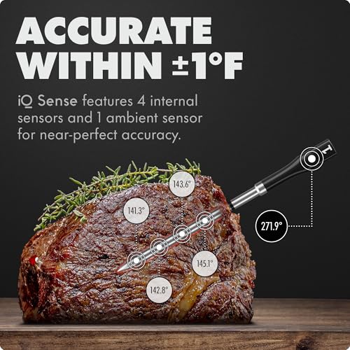 CHEF iQ Sense [2025 Model] | Smart Wireless Meat Thermometer | Ultra-Thin Probe | WiFi Unlimited Range | 1000°F Heat Safe | 5 Sensors | BBQ, Grill, Oven, Smoker, Air Fryer | Gen3