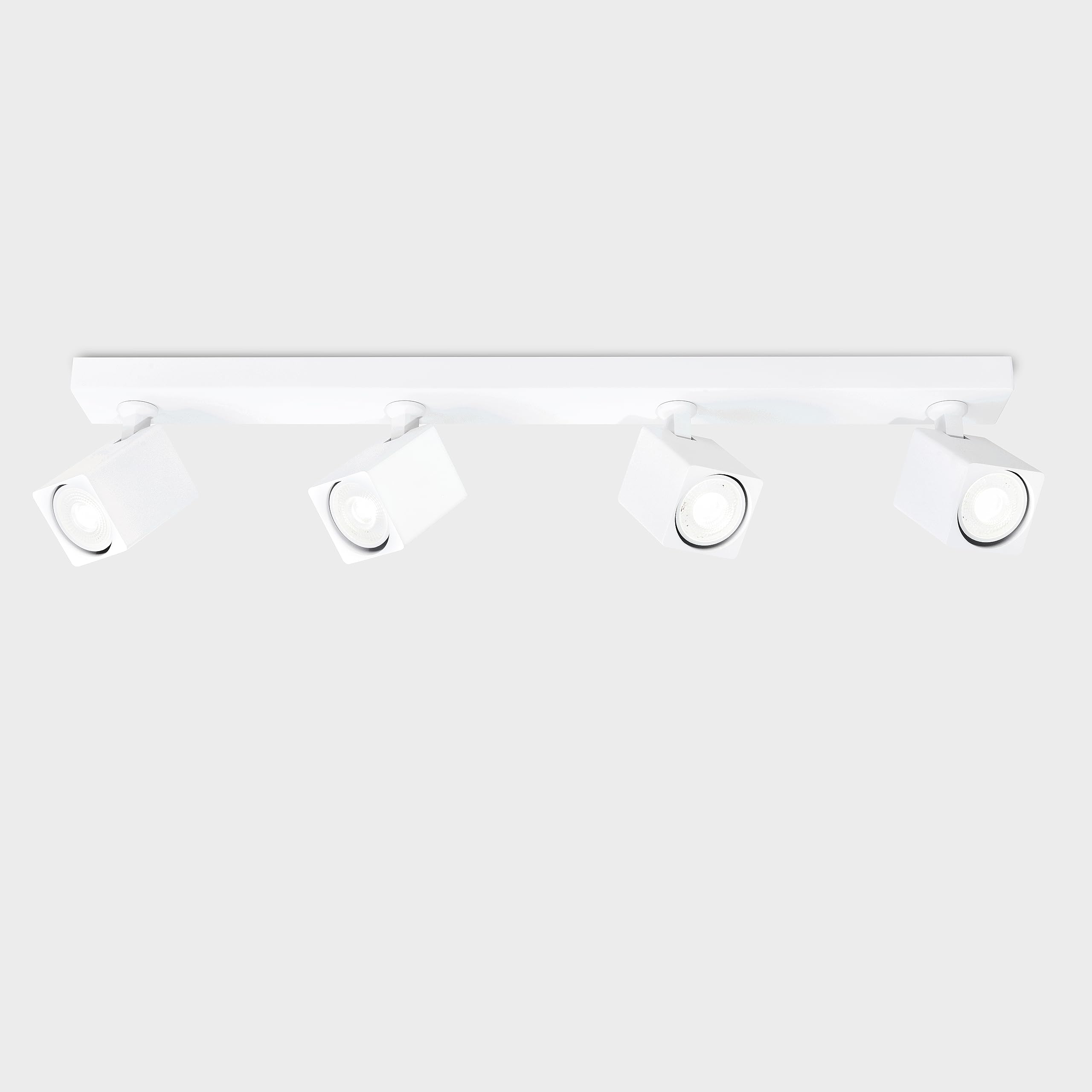 HARPER LIVING 4 Way Square Ceiling Spotlights, White Spot Lights Easily Rotatable, Modern LED Ceiling Light, GU10 Ceiling Spotlights Fitting for Bedroom Living Room Kitchen, Bulb not Included
