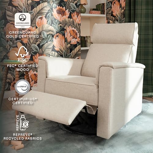 Image of Namesake Willa Plus Power Recliner Glider, Performance Beach Eco-Weave | GREENGUARD Certified Recliner w / 270 Swivel - Built-in USB Charging Port w / Adjustable Headrest - Water & Stain Resistant