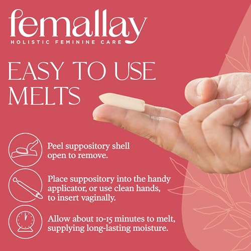 Image of Femallay Everyday Moisturizing Vitamin E Vaginal Melts, 100% Natural Suppositories, For Dyness and Menopausal Women, Limited Ingredients, 14 Individually-Sealed Melts + 1 Applicator, 3-Pack