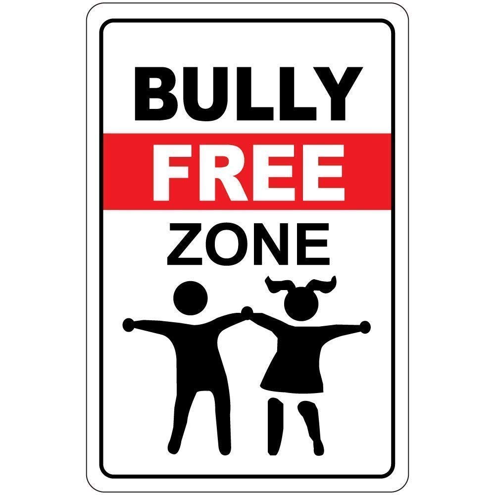 New Metal Sign Aluminum Sign Bully Free Zone with Symbol Garage Home Yard for Outdoor & Indoor, 12x8 Inch