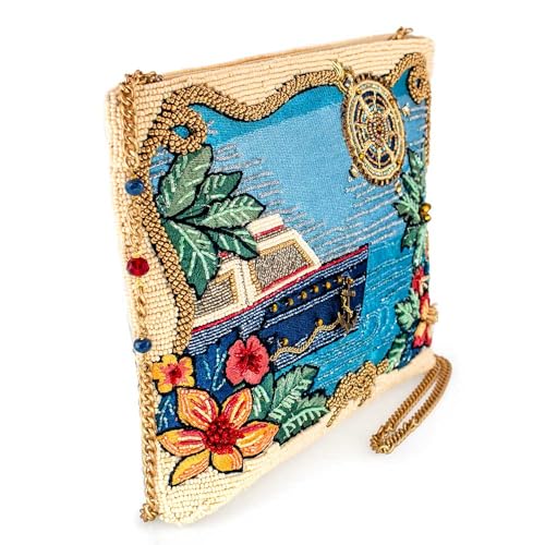 Mary Frances Open Waters Beaded Crossbody Handbag with Nautical Motif and Tropical Embroidery Novelty Evening Clutch Bag, Multicolor3
