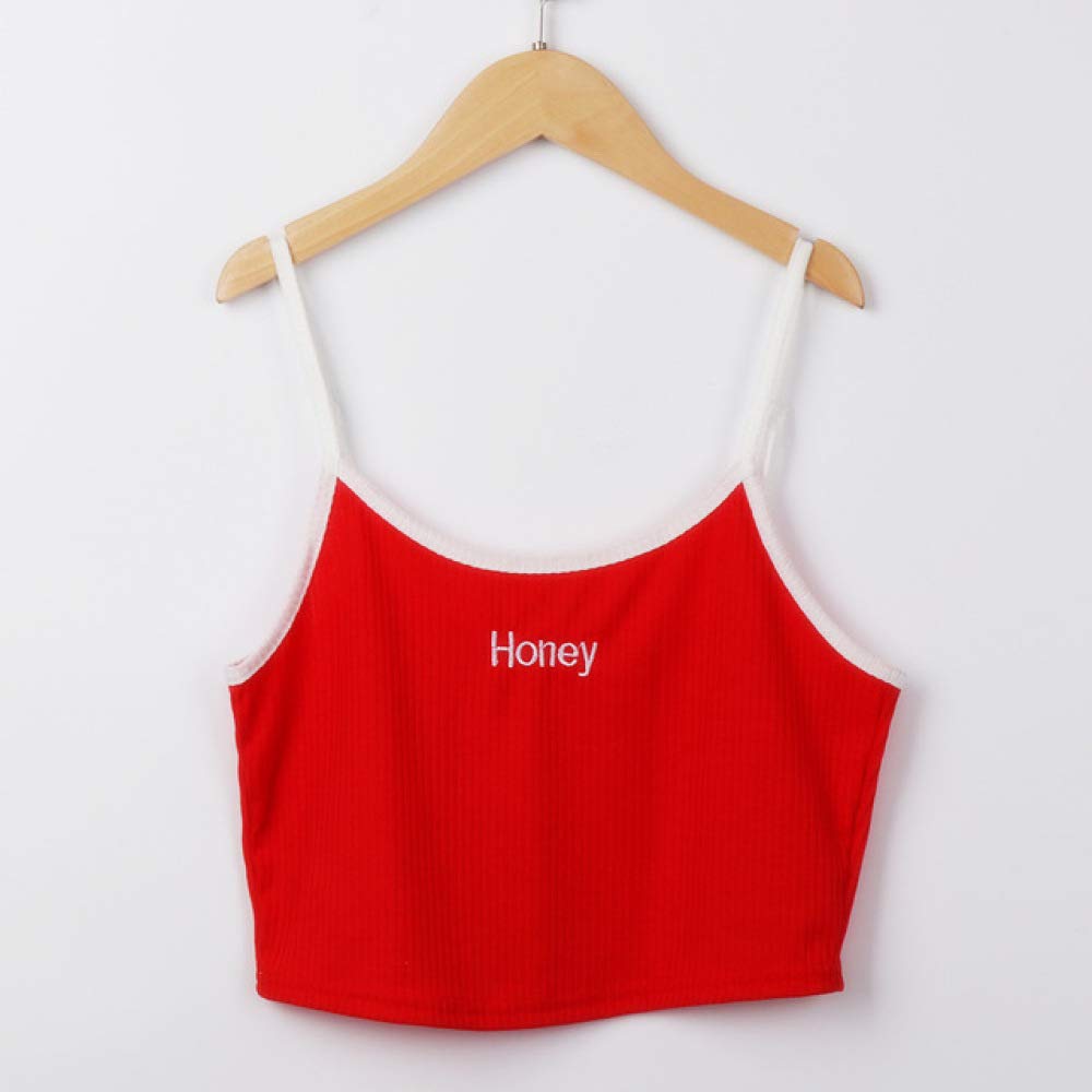 sakkdaull 3pcs garter belt suspender belt suspender Sexy Vest Lady Honey Letter Printed Sleeveless Red XL