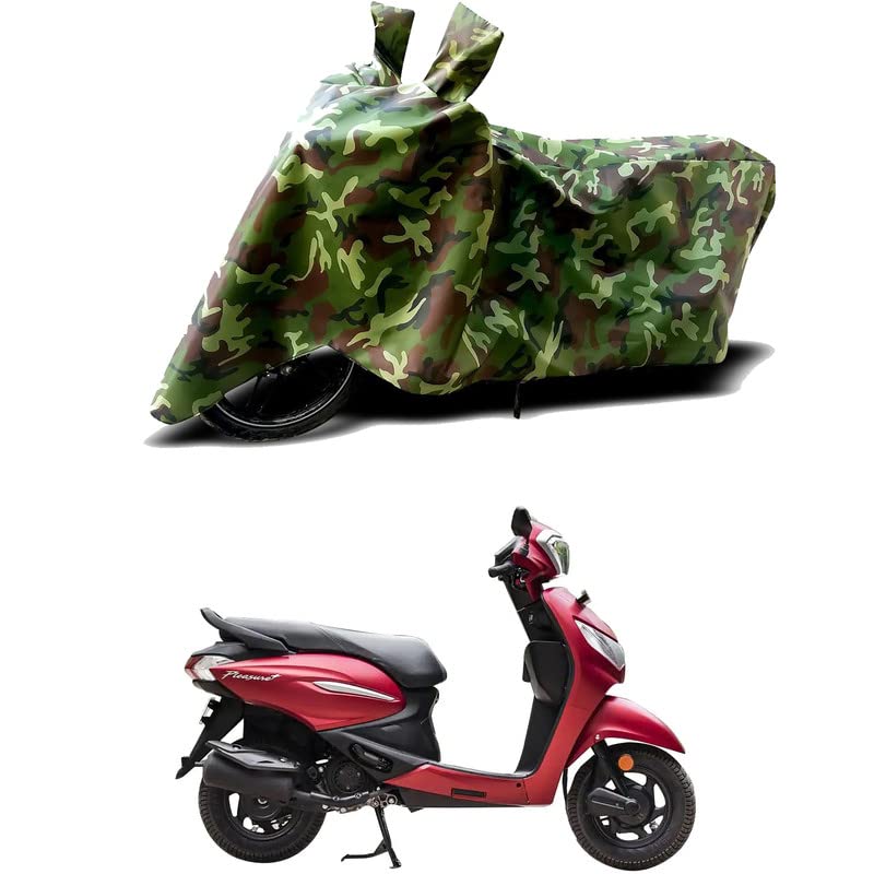 Image of 100% Water Resistant Bike Scooty Two Wheeler Body Cover Compatible for Hero Pleasure Plus XTEC /UV-Rays /Heat Protection /Birds Dropping /Scratchproof /Dust Proof /Waterproof /All [Green MJ]