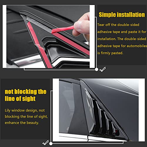 Xhq Rear Window Louver Shutter Cover Trim Fit For Hyundai Elantra 2021 2022 Side Window Louvers Air Vent Scoop Shades Cover Accessories Decoration(Bright Black) #TOP3