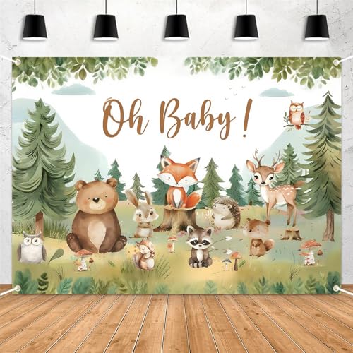 Telón de fondo baby shower woodland 5x3ft estilo 1 miniatura 1