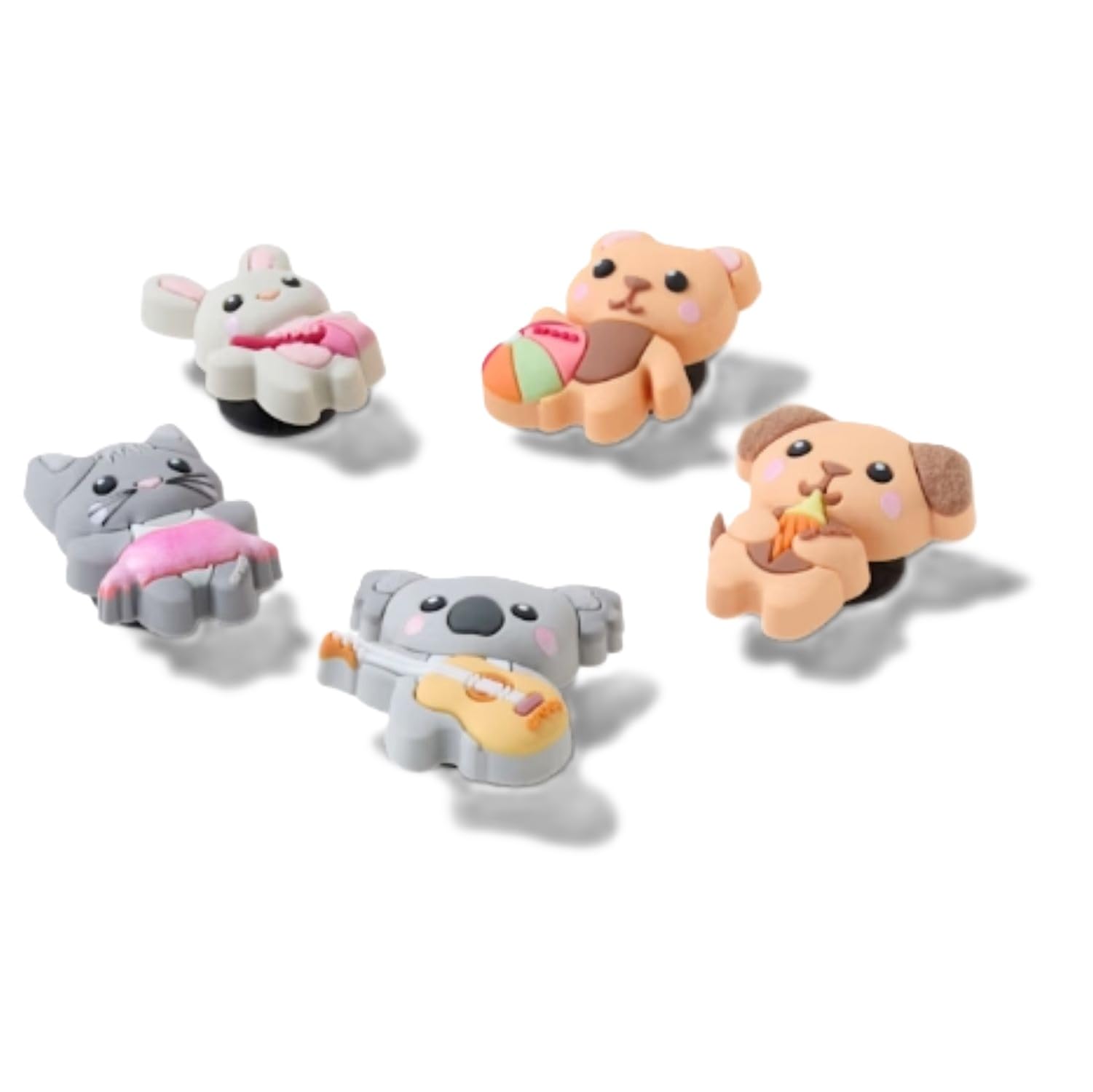 Crocs Unisex Cutie Animal Friends 5-pak zawieszek do butów, wielokolorowe, jeden rozmiar, wielobarwny, Rozmiar Uniwersalny