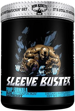 Sleeve Buster | Iron Addicts | Pre-Workout Pump Formula | Formulated By CT Fletcher (30 Servings, Blue MuthaFuckin' Raspberry)