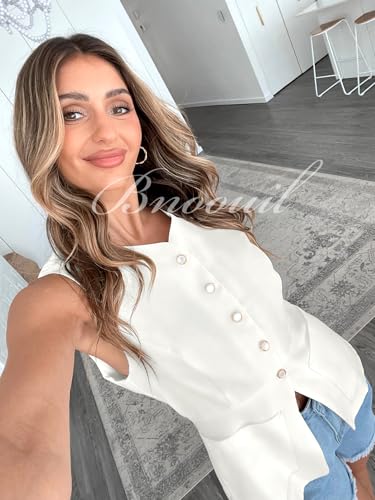 Summer Blazer Suit Vest for Women Business Casual Sleeveless Button Down V Neck Tops Trendy 2025 Waistcoat3