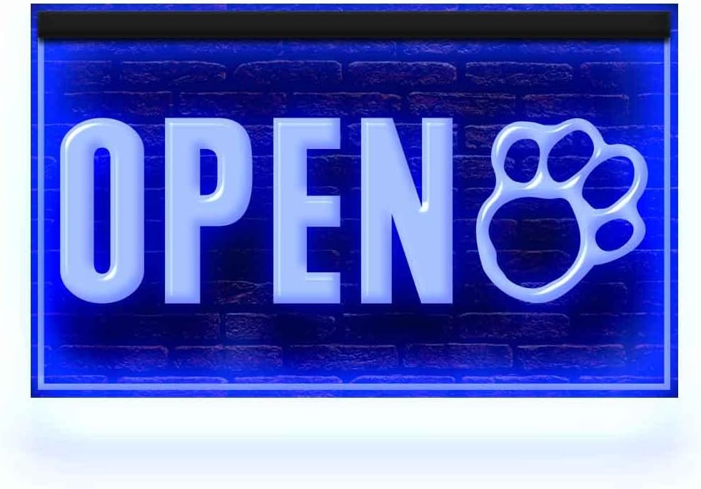 210225 Open Pet Shop Dog Cat Grooming Salon Decor Display LED Light Neon Sign (12" X 8", Blue)