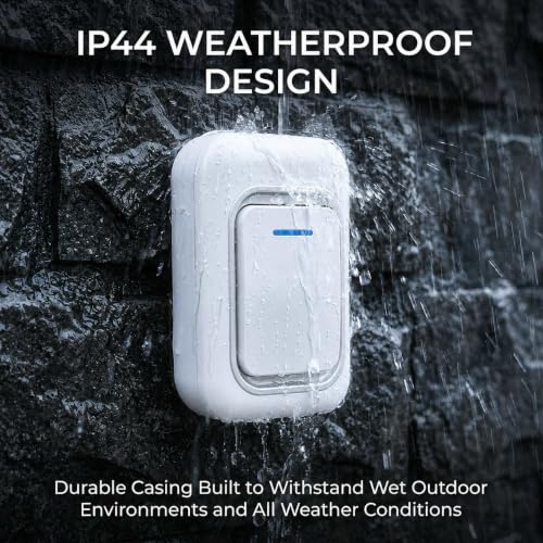 Image of Wireless Doorbell with 32 Melodies & LED Flash - Battery-Powered LongRange Door Chime, Easy Installation for Home, Office, Apartment, Shop, Classroom & More (Premium Wireless)