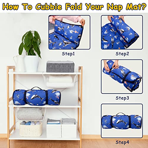 Toddler Nap Mat With Removable Pillow And Soft Dot Minky Blanket, Pea Pod Kids Shark Napping Mats Extra Large Rolled Slumber Bags For Boys Preschool, Daycare, Camping, 22 X 54Inches Ages 3-7 Years #TOP7