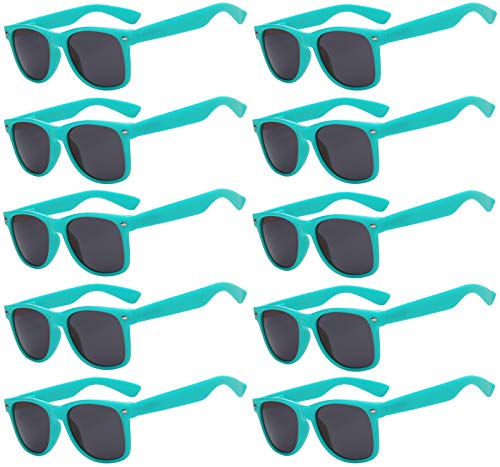 10 Pack Turquoise Frame Vintage Sunglasses Smoke Lens OWL.
