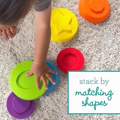 Infantino Imagination Stackers Playset, Rainbow Stacker, Rocket Stacker, Ball Stacker for Babies 12M+, 3-Style Set, 19 Pieces