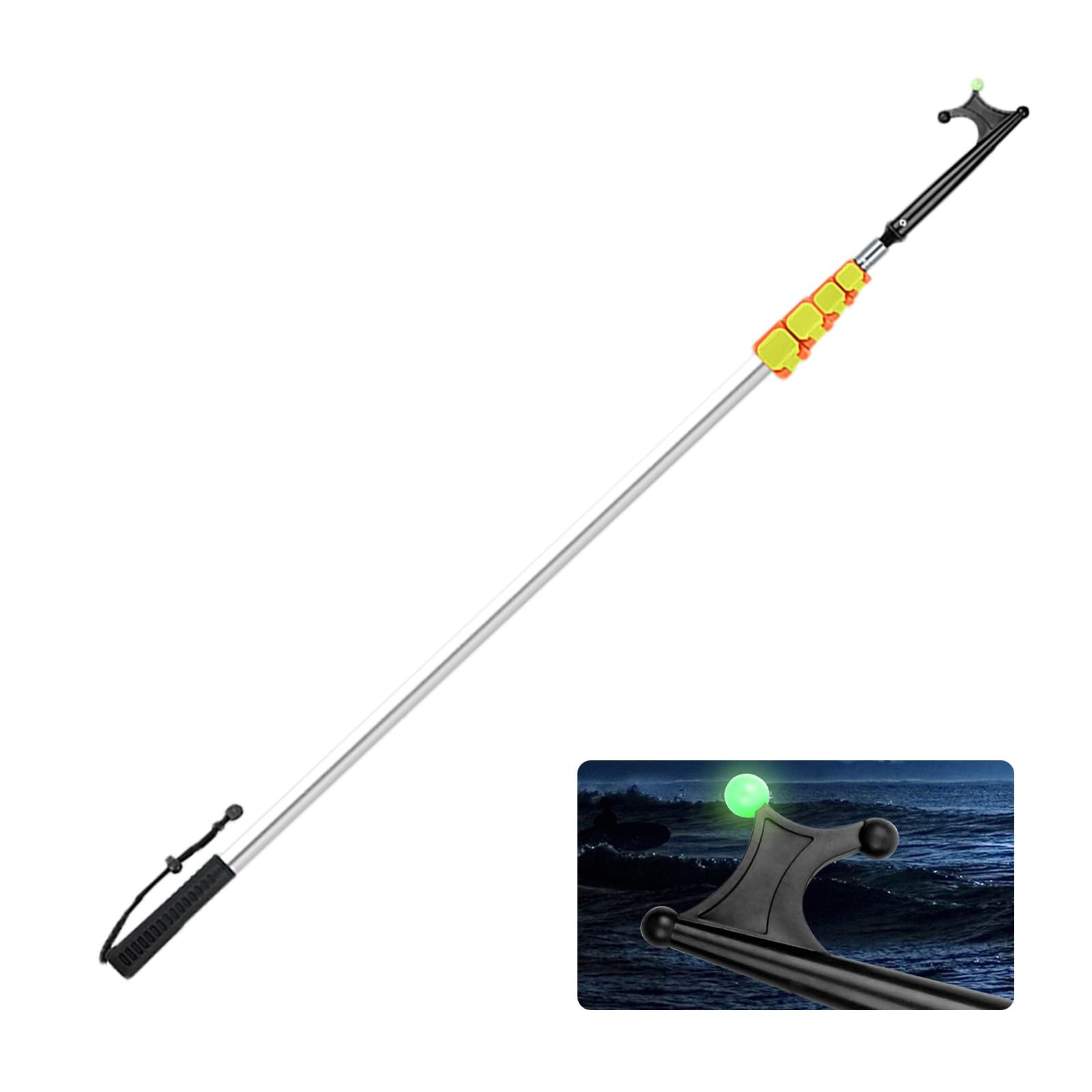 DJPHOFS Retractable Marine Pole for Docking with Glow Bead, Telescoping Extension Floating Lightweight Push-pull, Solid Dock Hooks for Boat Easy of Use(Silver,2.4m/7.9'/94.5")