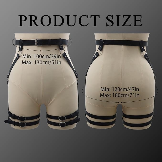 Plus Size Leg Belt - Leather Punk Body Waist Belts, Punk Harness Body Cage High Waist Belt for Women and Girls,1XL-3XL2