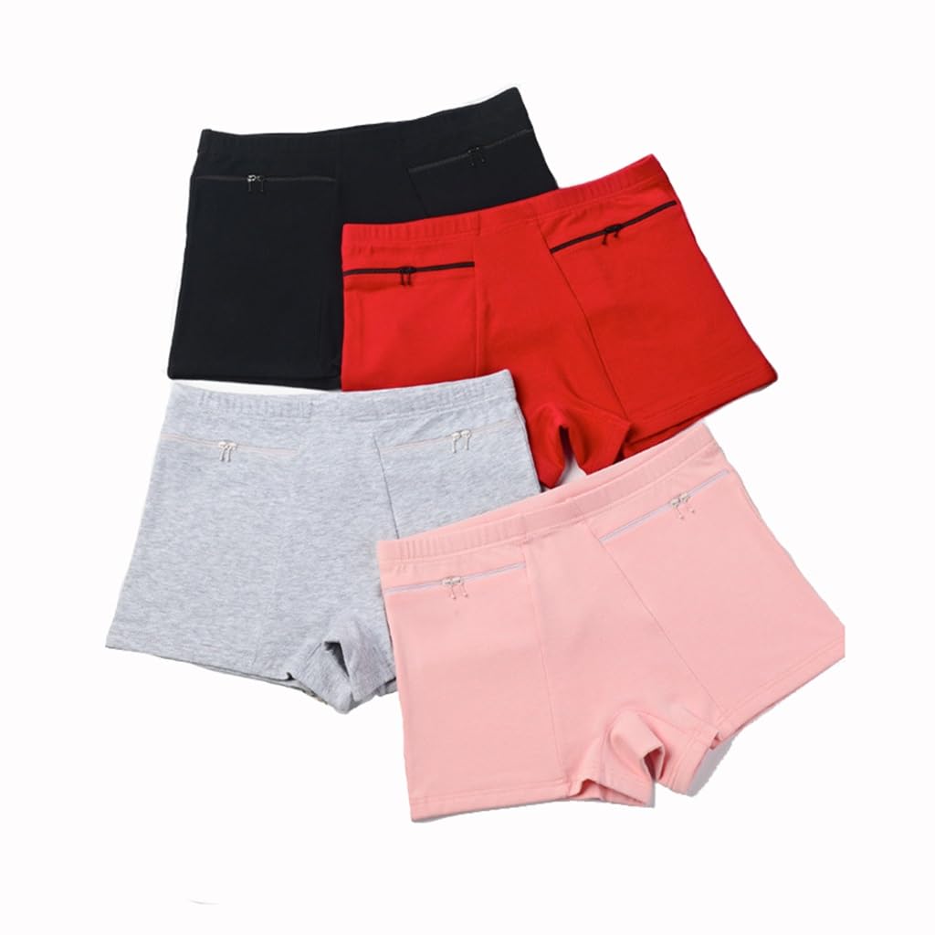 LaseVe Signore Senza Cuciture Mutande Traspirante da Viaggio Confezione Multipla Mutandine Donna Tasca Nascosta Biancheria Intima Cotone Boxer