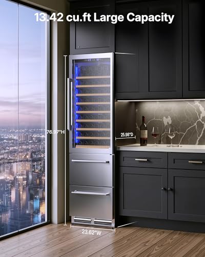 Image of Upstreman Wine and Beverage Refrigerator, 24 inch Dual Zone Wine Cooler