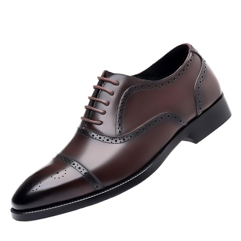 Mens Brogue Pointed Toe Oxford Dress Shoes Lace-up Office Casual Non Slip Shoe Brogue Leather