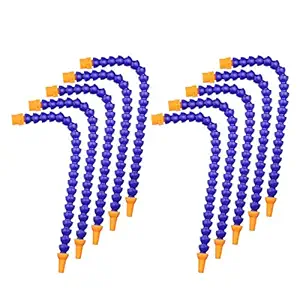 TOPPROS Pack of 10 Round Nozzle 1/4PT Flexible Oil Coolant Pipe Hose Blue Orange