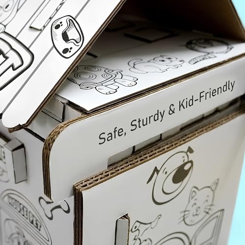 Image of Crackles DIY 3D Paper Puzzle Craft Kit for Kids | Build and Paint Cardboard House Toy with Colors | Creative Art & Craft Activity Kit for Kids | Educational DIY Toy
